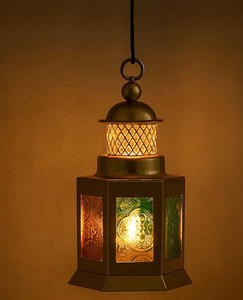 Lanterne à bougie en verre gaufré, lampe suspendue faite à la main, décoration pour la maison, mariage, Ramadan - Product Image 1