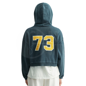 Sudaderas con capucha personalizadas, estilo boxy, con cremallera, cortas, unisex, con apliques bordados - Product Image 1