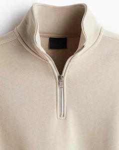 Sweat-shirt à col zippé pour homme, 100% coton molletonné, avec appliqué, col montant, doux, chaud, manches longues, décontracté, hiver, éco-responsable - Product Image 2