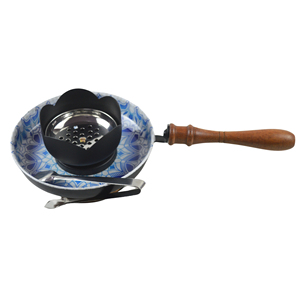 Quemador de incienso de acero metálico con mango de madera, acabado dorado, para fragancia del hogar y Bakhoor, con pinzas de acero y base de madera. - Product Image 5