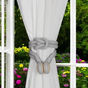 Magnetic <b>Curtain</b> Tiebacks: Intricate Weave Polyester Accent - Product Image 1