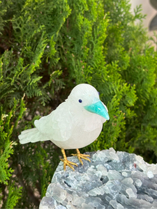 Escultura de Pájaro de Cuarzo Blanco Natural con Cristales de Calcedonia y Apofilita, Proveedor Mayorista OEM ODM - Product Image 6