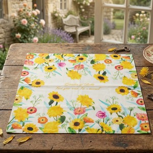 [K-ESSENTIALS] Paño Facial de Algodón Suave 60s 50x50cm con Diseño de Flor Amarilla, Pañuelo Cuadrado Ecológico - Product Image 4