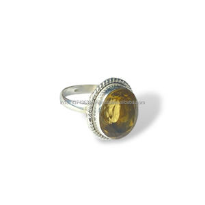 Bague classique en citrine naturelle de taille ovale en argent sterling 925 faite à la main belle déclaration de créateur bijoux pour mariages et fêtes - Product Image 3