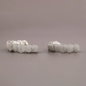 Grillz en alliage style Hip-hop avec micro-incrustation de zircone cubique taille brillant rond, plaqué or 18 carats, bijoux unisexe pour boîte de nuit - Product Image 3