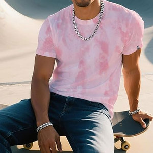 Camisetas de Cuello Redondo para Hombre, Ligeras, de Manga Corta, con Estampado Moderno, Estilo Hipster, Tie-Dye, Casuales, de Verano, Streetwear, con Gráficos - Product Image 6