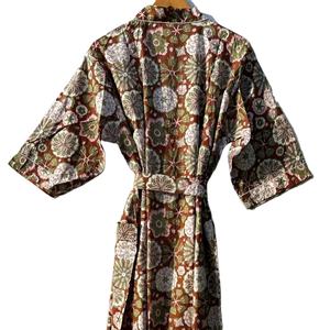 Robe kimono en coton à imprimé floral bohème, printemps-été, longueur intégrale, séchage rapide, col en V, vêtement de détente léger - Product Image 1