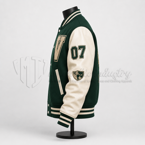 Veste universitaire personnalisée pour homme, corps en laine, manches en cuir, lettrage brodé, veste bomber de baseball, fabricant - Product Image 4