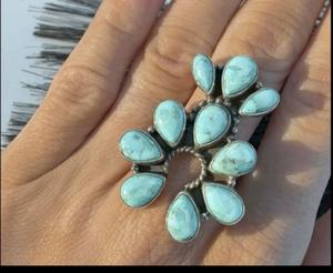 Cotton Candy Turquoise Gemstone Children's Unisex <b>Ring</b> Sterling <b>Silver</b> Minimalist Bezel Setting Engagement Wedding Anniversary - Product Image 3