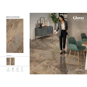 Vistaar Breccia Brown 600x1200mm Glossy Metallic Glaze Imitation Porcelain Floor & Wall Tiles-4-Year Warranty - Product Image 1