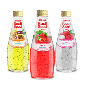 MUESTRA GRATUITA Bebida de Semillas de Albahaca JBFRESH de 290 ml, Jugo de Fresa en Botella de Vidrio, Jugo de Frutas, Bebidas Refrescantes, Fabricante de Bebidas OEM ODM - Product Image 2