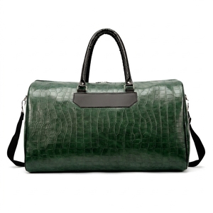 Women's PU Leather Duffel <b>Bag</b> Vintage Travel Weekender Sports <b>Overnight</b> <b>Bag</b> Zipper Closure Distressed Letter Design Fashion Carr - Product Image 2