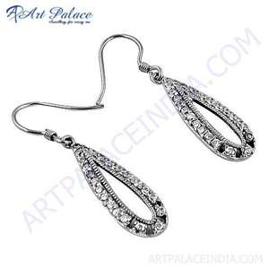 Pendientes de plata con piedras preciosas de circonita cúbica de lujo para mujer - Product Image 1