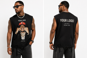 Débardeur graphique personnalisé sans manches, coupe oversize à épaules tombantes, style streetwear, pour la gym - Product Image 2