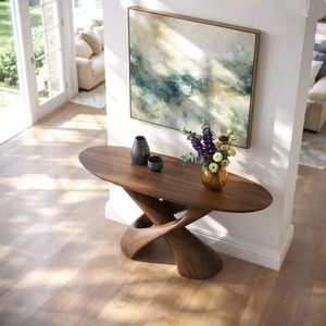 Modern Solid Wood <b>Console</b> <b>Table</b>| Entryway wooden furniture With Pedestal Base Handmade Entryway Furniture <b>For</b> Living Room - Product Image 2