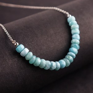 สร้อยคอเงินแท้ 925 ประดับด้วยพลอยลาริมาร์ธรรมชาติ งานแฮนด์เมด เครื่องประดับคุณภาพสูง ขายส่ง เครื่องประดับสำหรับผู้หญิง - Product Image 2