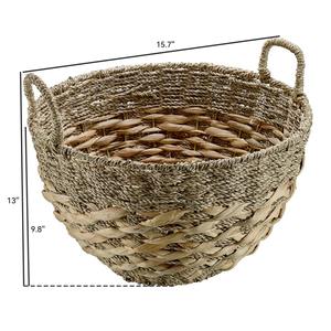 Cesta de mimbre marino adornada con jacinto de agua, cesta de almacenamiento hecha a mano, venta al por mayor, ecológica, hecha en Vietnam - Product Image 4