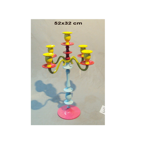 Candelabro de cinco brazos colorido, artístico y multicolor, centro de mesa decorativo para el hogar, soporte de velas original para fiestas y sala de estar. - Product Image 6