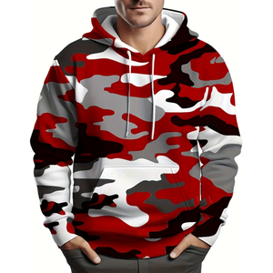 เสื้อฮู้ดดี้ผู้ชายแบบลำลองลายพราง ดีไซน์ใหม่ ทรงปกติ ผ้าฝ้าย 100% สำหรับฤดูหนาว สีพื้น - Product Image 3