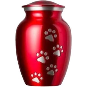 Urna Funeraria para Mascotas con Diseño de Huella de Pata Plateada, Urna para Guardar Huesos de Animales, Urnas Conmemorativas Hechas a Mano, Último Modelo de Urna Roja para Cenizas - Product Image 1