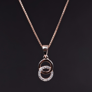 Collier pendentif cercle infini plaqué or rose pour femme, pendentif élégant double cercle infini, cadeau - Product Image 1