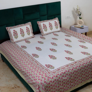 Hand Block Print Cotton Bedsheet Ethnic Floral Indian <b>Bedding</b> for Home Decor for Best Price - Product Image 3
