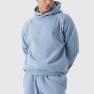 ชุดวอร์มผู้ชายสีฟ้าอ่อนแบบมีฮู้ด ชุดเซ็ตเต็มตัว สีพื้น ผ้าฝ้าย 100% เสื้อสเวตเชิ้ตและกางเกงขายาว ระบายอากาศได้ดี ทรงปกติ สำหรับฤดูใบไม้ร่วง - Product Image 5