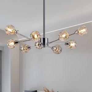 Lampadario Moderno in Cristallo da 28 Pollici con 9 Luci, Finitura Cromata per Soggiorno, Camera da Letto, Sala da Pranzo, Cucina, Illuminazione a Sospensione - Product Image 1