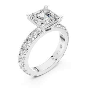 Elegant Design Asscher Cut Lab Grown Diamond <b>Ring</b> <b>Crafted</b> From 14K White Gold GRA Certified Wedding Jewelry For Women Gift - Product Image 5