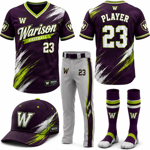 Warison Industries Unisex Baseball Complete Uniform Set Sublimation Printing Customized Name And Number Softball Uniform Kit - Product Image 4