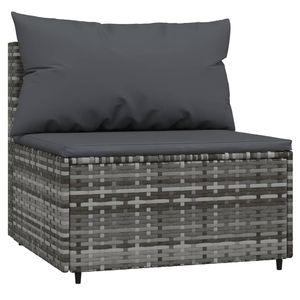 4-Piece Gray Poly <b>Rattan</b> Patio Lounge Set with <b>Cushions</b> Elegant Garden Sets - Product Image 6