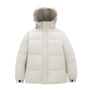 Veste matelassée pour homme, col montant, coupe-vent, polyester, hiver, décontractée, coupe régulière, fermeture éclair, couleur unie, épaisse et chaude - Product Image 5