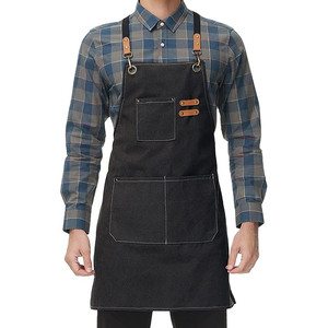 Tablier de barbier en cuir véritable imprimé avec logo personnalisé, avec sangles de travail personnalisées imperméables - Product Image 4