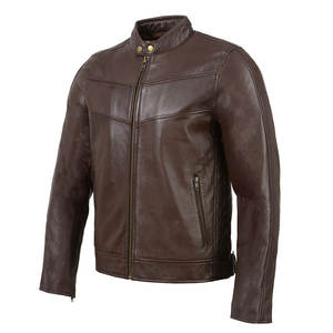 Veste en cuir pour homme ou veste de motard en cuir naturel style printemps-automne, coupe ajustée, vestes en cuir personnalisées - Product Image 2