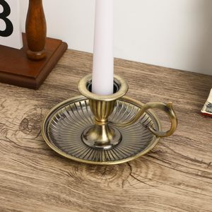 Porte-bougie conique vintage en fer et bronze avec poignée, fait main, pour décoration de table de mariage et de la maison - Product Image 2