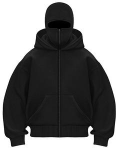 Sudadera con capucha extragrande gris claro unisex, de color sólido, con cremallera completa, informal, de manga larga. - Product Image 2