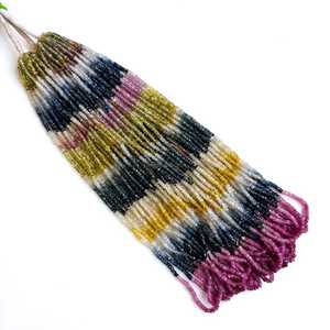 Perles Rondelles Multicolores en Saphir Facetté 3-3,5 MM, Perles de Saphir Naturel Arc-en-ciel, Fil de 16 Pouces, Prix de Gros - Product Image 1