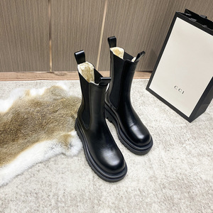 Stivale Chelsea Basso da <span class=keywords><strong>Donna</strong></span> 2024, Nuovo Modello Invernale ed Estivo, Impermeabile in Pelle, Interno Rialzato, Tacco Alto e Suola Spessa, di Tendenza <span class=keywords><strong>Casual</strong></span> e Morbido - Product Image 2