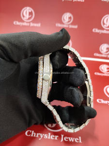 Top Qualité VVS Clarté Entièrement Glacé En Acier Inoxydable Matériel Moissanite Diamant Montres Chez Fabricant forme Inde - Product Image 4