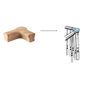 Accessoire de rampe d'escalier en chêne rouge de haute qualité, embout à quart de tour à 90 degrés, pièces d'escalier durables pour escalier moderne - Product Image 2