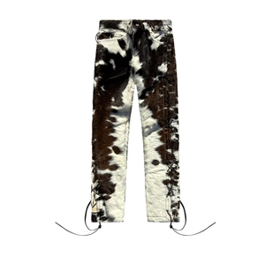 Wholesale Custom Made Genuine Cowhide Leather Pants <b>Men</b> High Waist Heavyweight Casual Breathable High Quality Winter Button Fly - Product Image 1