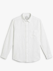 Enovate Men's White Cotton Casual Shirt Double Breasted Full Sleeve Turn <b>Down</b> Collar Solid Color Breathable Summer Wear - Product Image 3