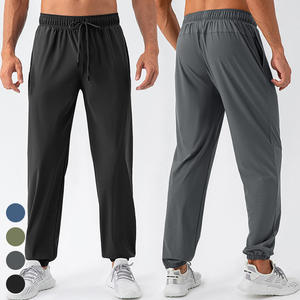 Men's Olive Green Sweatpants Elastic Waist Drawstring Casual Joggers Lightweight Knitted Autumn Wear - Product Image 2