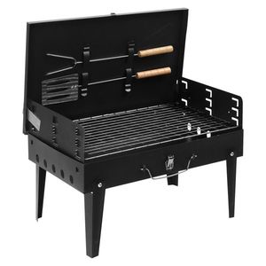 Griglia BBQ Portatile Quadrata di Lusso 44*27*7cm, Altezza Regolabile, Affumicatore Combinato per Cortili e Cucine, Colore Nero - Product Image 3