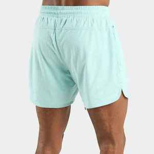 Shorts en maille verte unie pour homme, taille à cordon de serrage, respirants, décontractés, shorts de sport Bermuda - Product Image 4