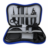 Kit de toilettage pour animaux 8-en-1 - Kit complet à domicile avec coupe-ongles, brosse, ciseaux, brosse à dents, bol pliable et adapté à toutes les races