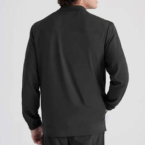 Blouse de travail unisexe noire zippée pour uniforme d'hôpital, tissée, avec détection d'aiguilles, thermocollée sans couture, pour clinique, personnalisable avec logo - Product Image 4