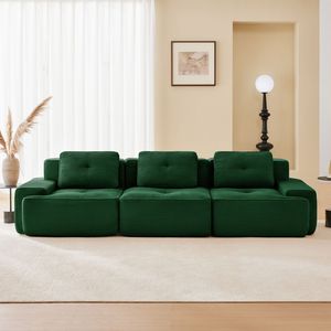 Divano Sezionale Moderno Modulare in Tessuto Corduroy 117, Oversize a 3 Posti con Seduta Profonda e Bordatura Perla per Soggiorno - Product Image 1