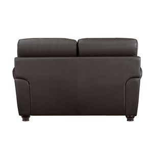 Divanetto in pelle marrone scuro con braccioli arrotolati comodi posti a sedere morbidi mobili tradizionali da soggiorno 1pc divani - Product Image 4