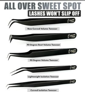 Custom Logo Black Eyelash Extensions Tweezers with Stainless Material Volume Tip Type for Eyebrow Use - Product Image 5